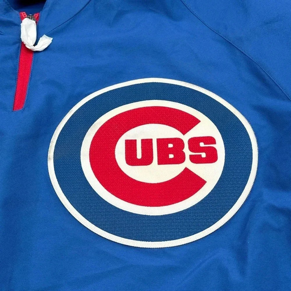 AUTHENTIC MAJESTIC Cool Base Chicago Cubs Windbreaker Size M 1/4 Zip  Blue - Picture 8 of 14